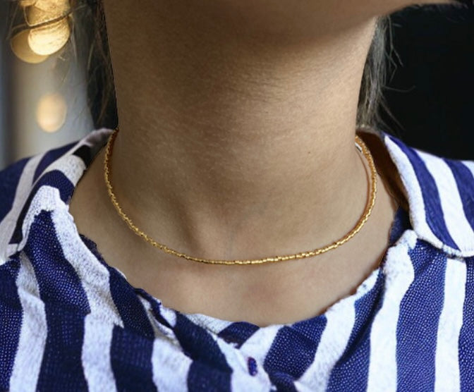 Collier Miyuki : Doréa , collier orné de perles japonaises plaquées or 24 carats