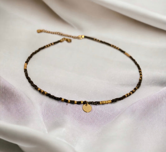 Miyuki necklace: Natalia minimalist Japanese glass bead necklace for women