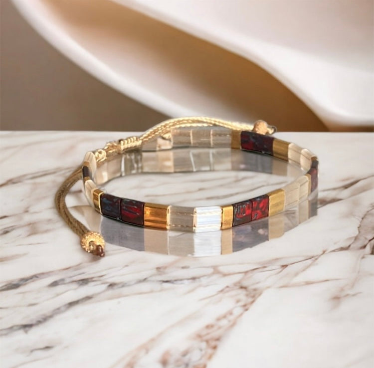 Bracelet Miyuki : Gabriela bracelet de perles japonaises sur fil d’or