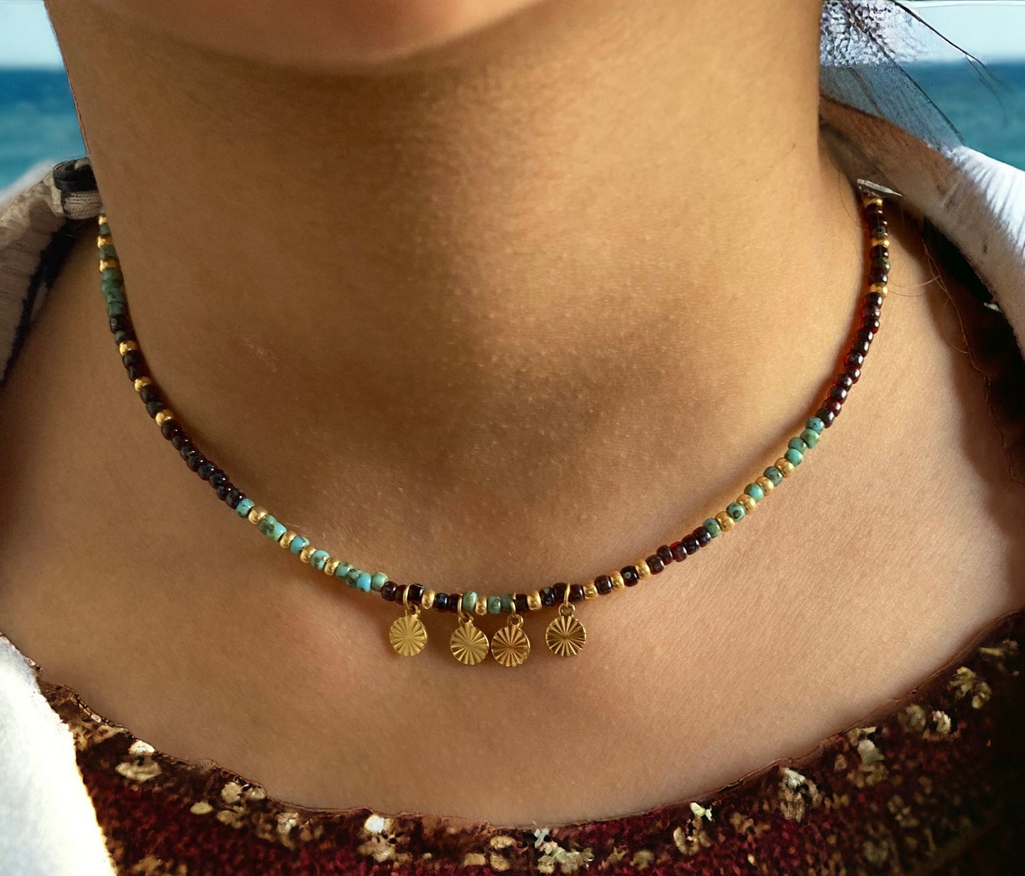 Collier Miyuki : Zaïra , collier bohème de perles de rocailles miyuki et pampilles