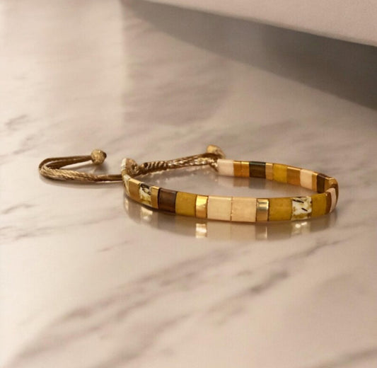 Bracelet Miyuki : Esmée, bracelet Miyuki Tila sur fil de soie