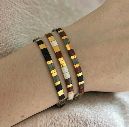 Bracelet miyuki : Parure Bella , ensemble de trois bracelets japonais