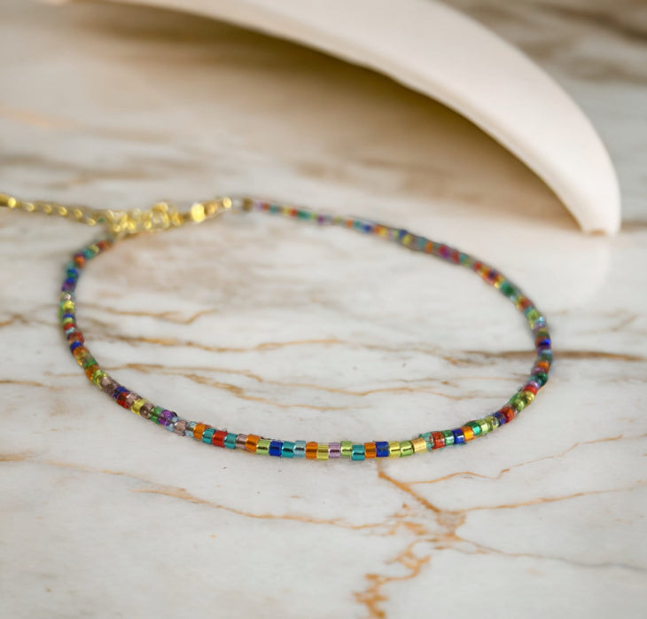 Rainbow | Bracelet de cheville multicolore en perles Miyuki