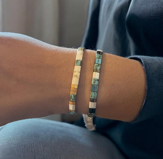 Bracelet Miyuki : Parure Nyara | lot de deux bracelets Miyuki Tila ajustable