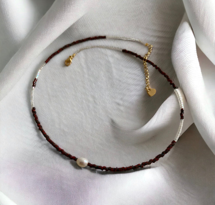 Collier Miyuki : Sylvia , collier minimaliste de perles japonaises