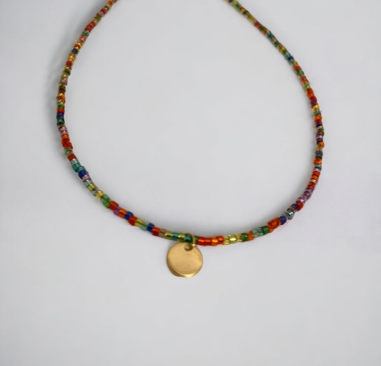 Miyuki Rainbow necklace for women, multicolored minimalist necklace