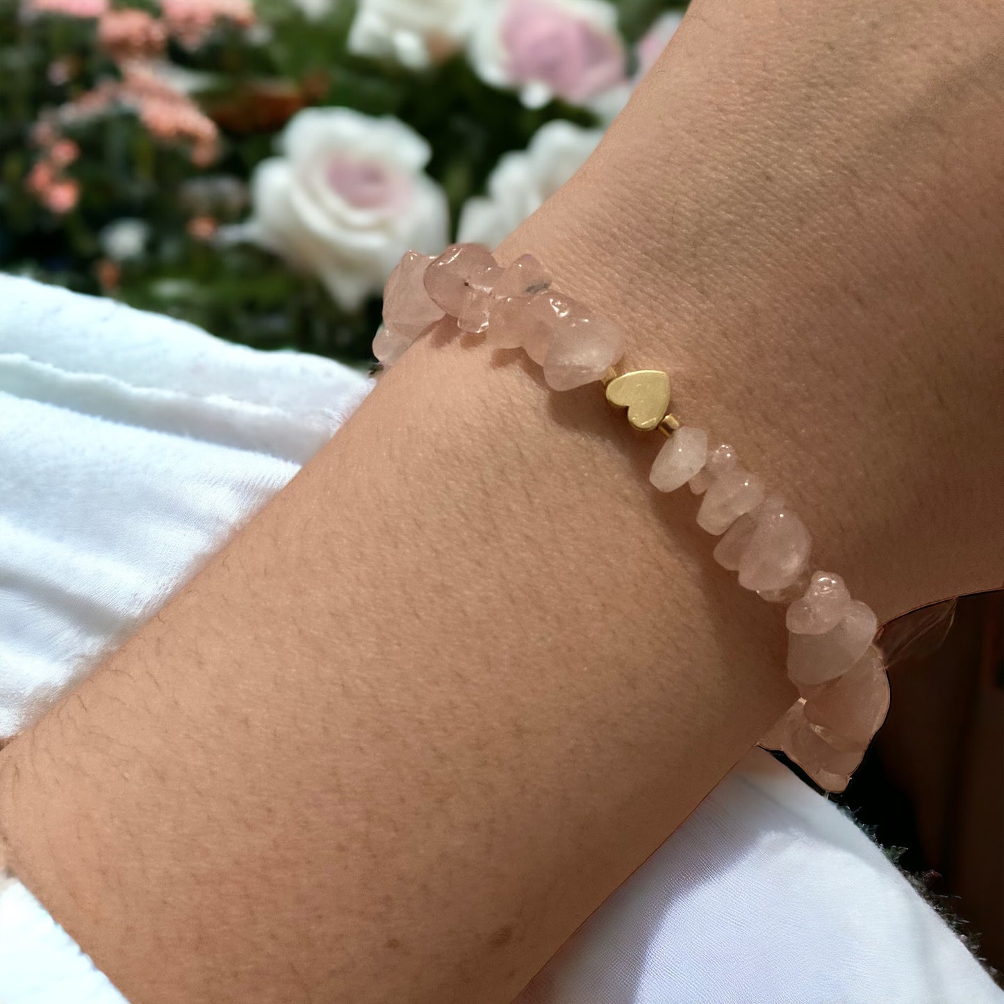 Bracelet précieux : Alizée , bracelet de quartz rose et hématite