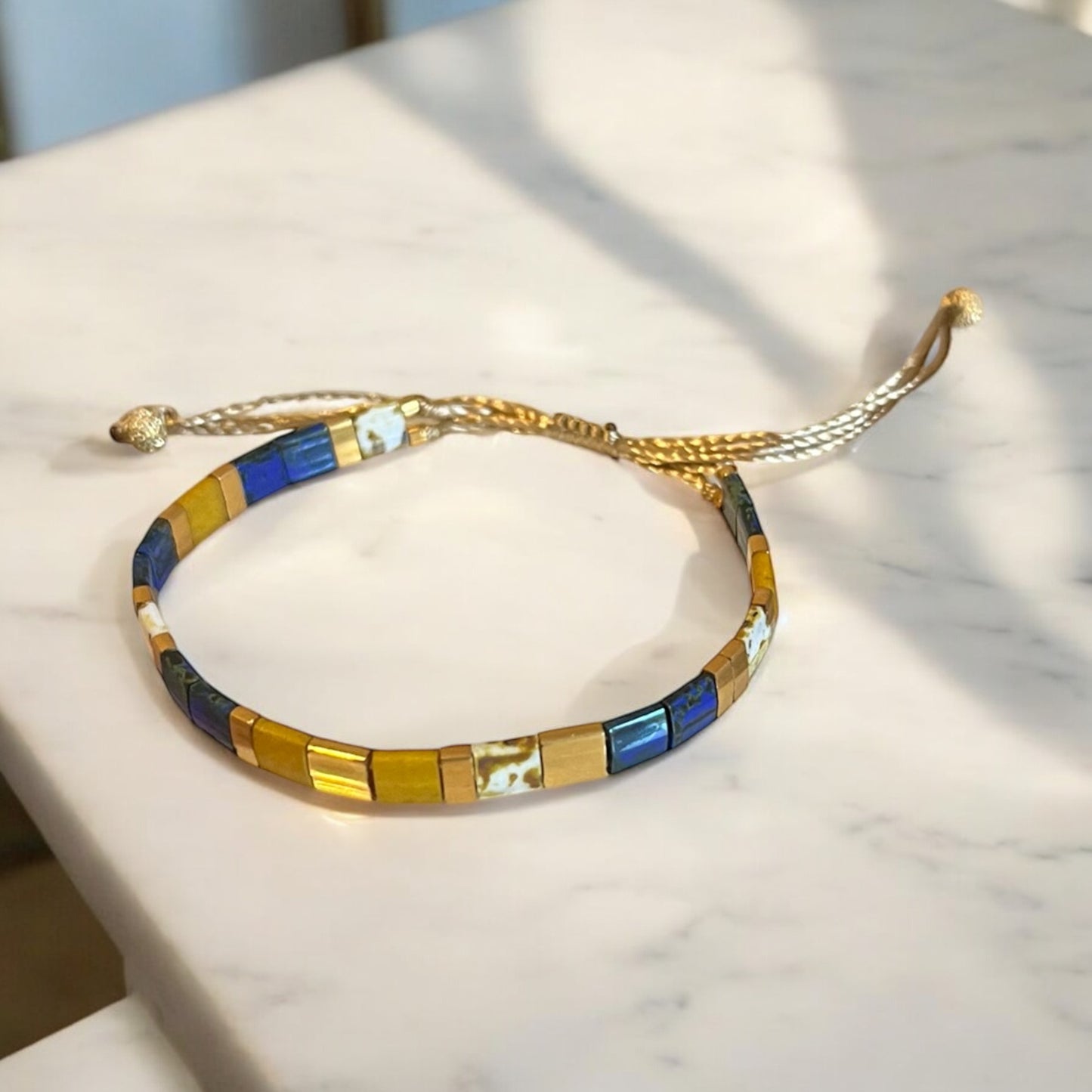 Bracelet Miyuki : Mëora , bracelet Miyuki Tila sur fil de soie
