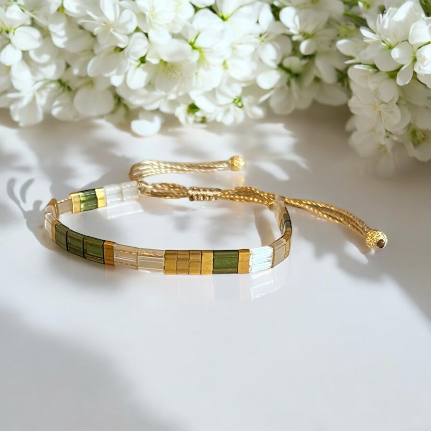 Bracelet Miyuki : Ysaé, bracelet Miyuki Tila sur fil de soie