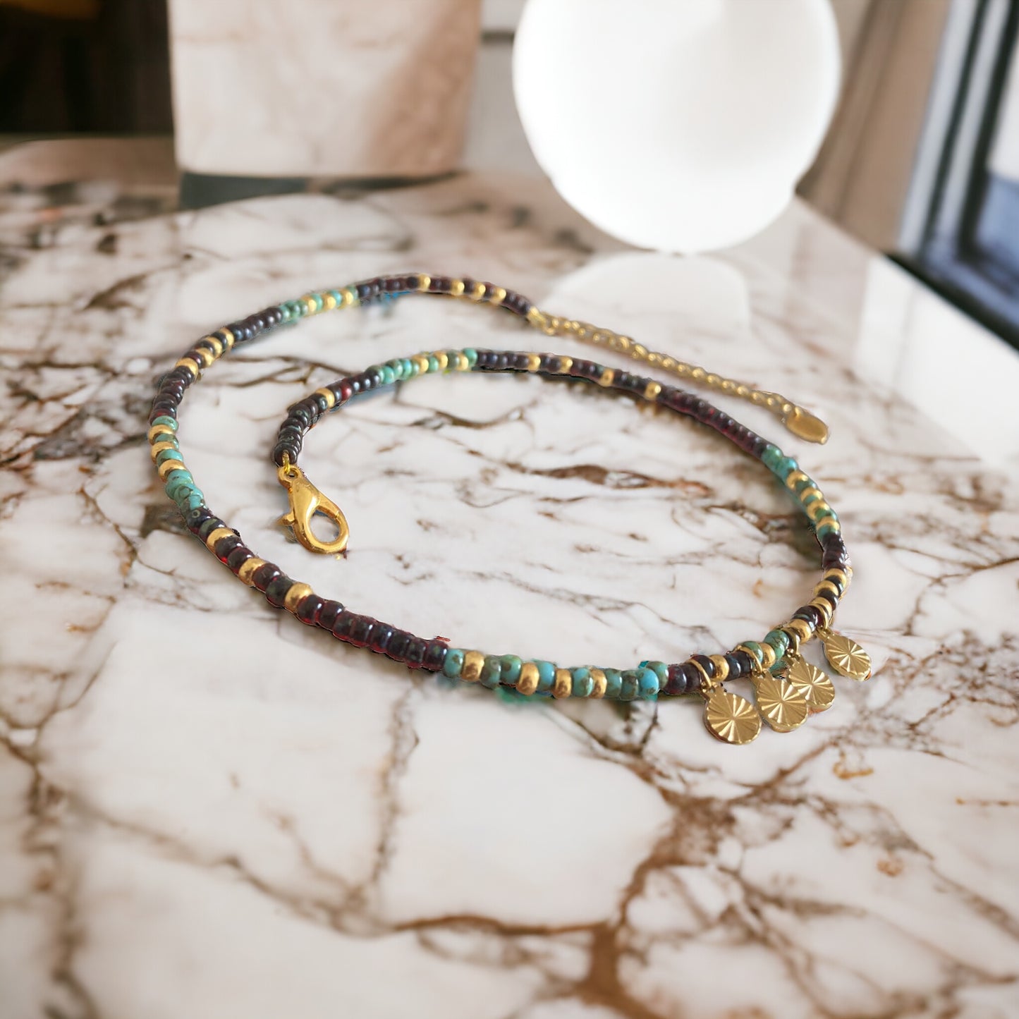 Collier Miyuki : Zaïra , collier bohème de perles de rocailles miyuki et pampilles