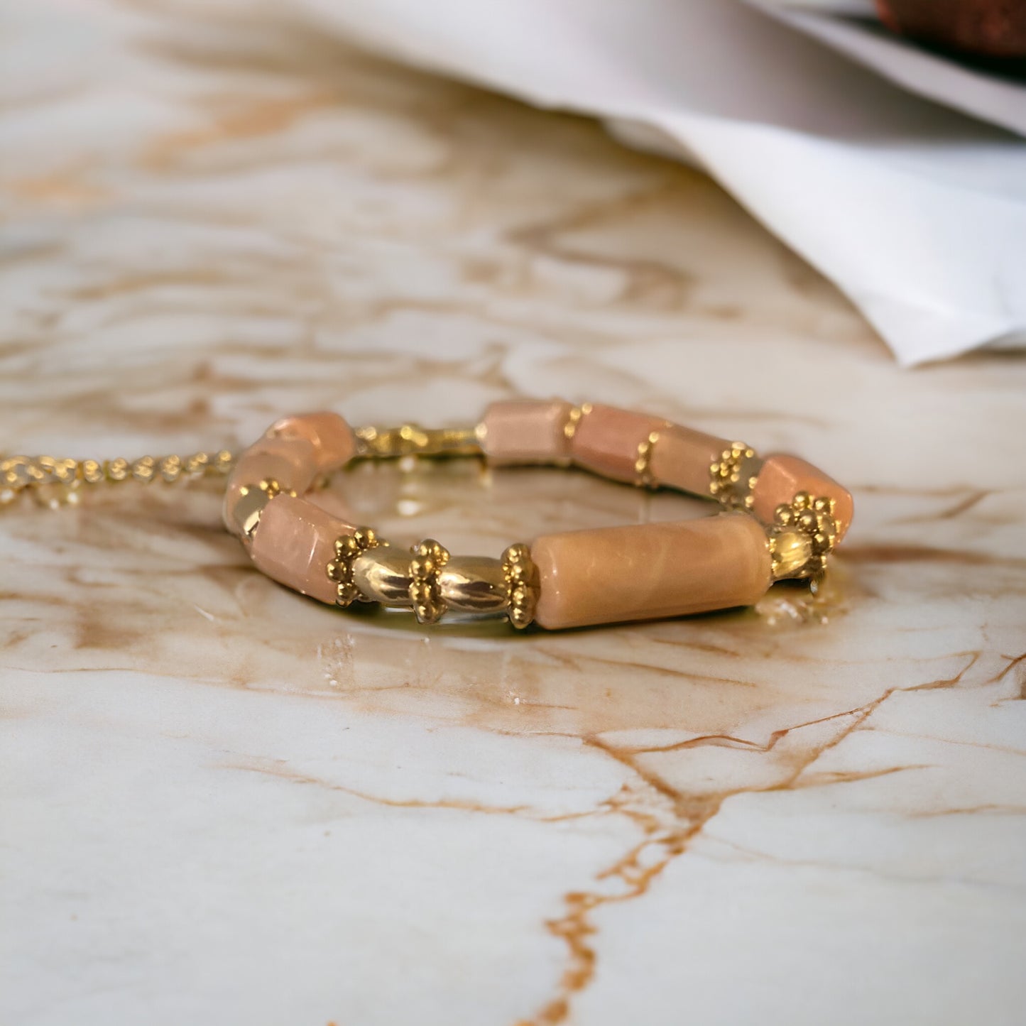 Precious Lolita bracelet in semi-precious stones, sunstone and hematite